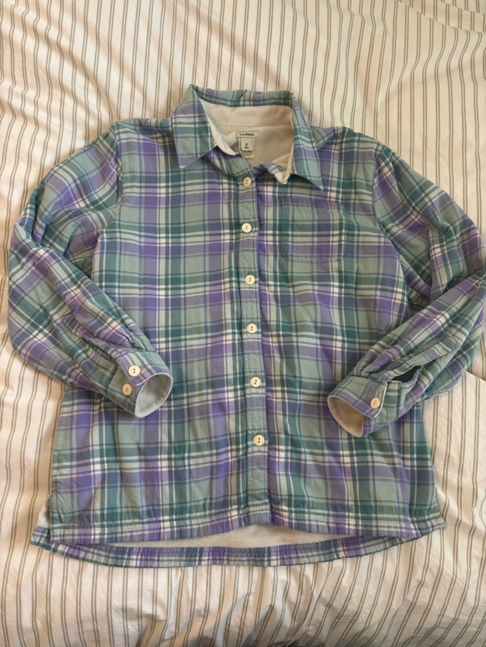 L.L.Bean Plaid Button-Down fleece lined flannel